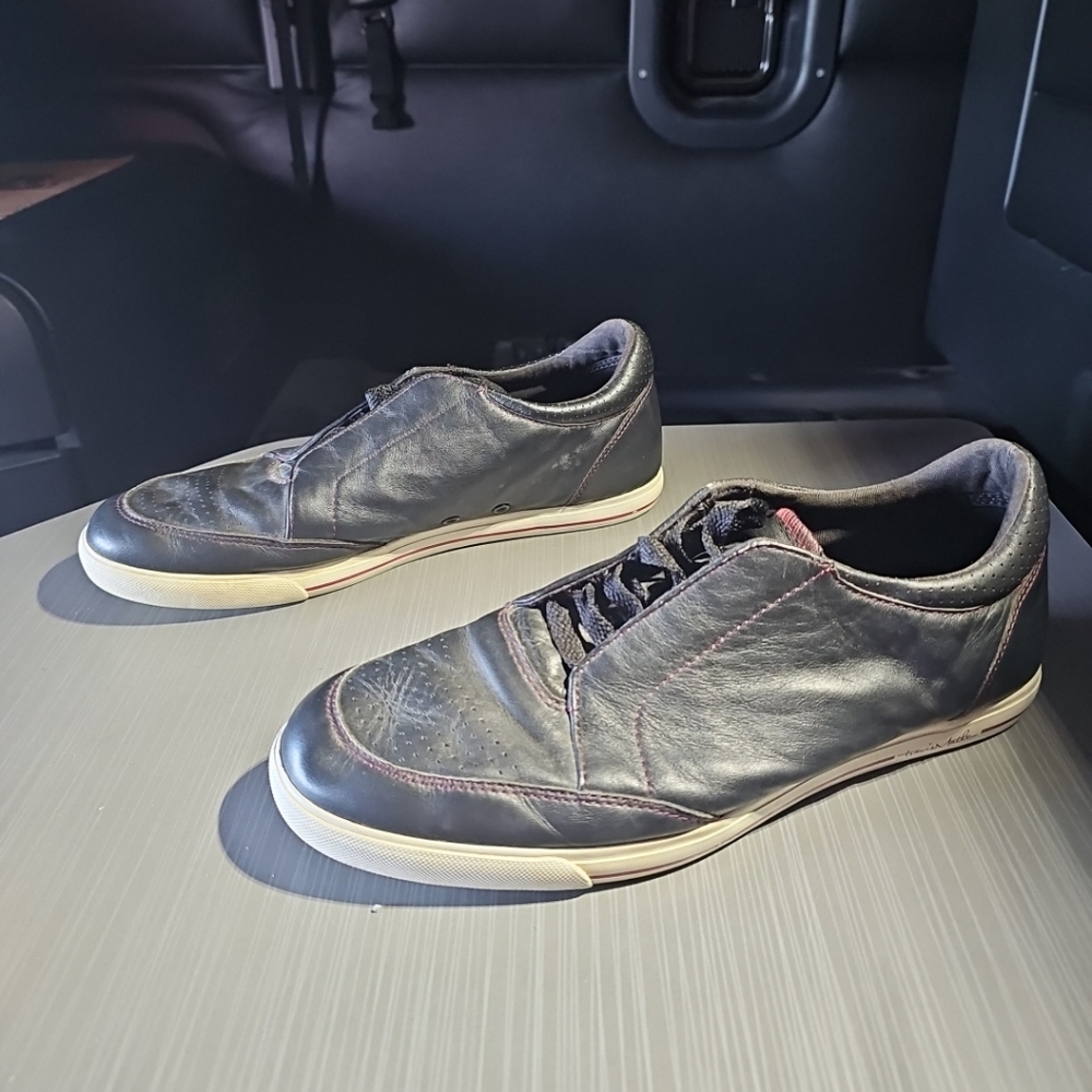 Travis Mathew Croskey Black Leather Golf Shoes Men's 11 Good PreOwned‎ Condition